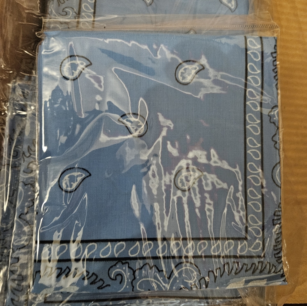 Set Of 12 Blue Paisley Bandana - Picture 2 of 2